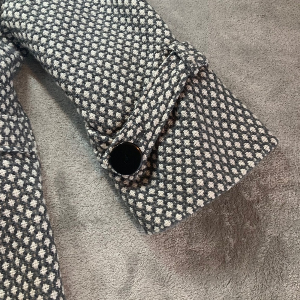Luii Womens Grey White Geometric Button Front Swing Coat 3/4 Sleeve Size L - Picture 7 of 8